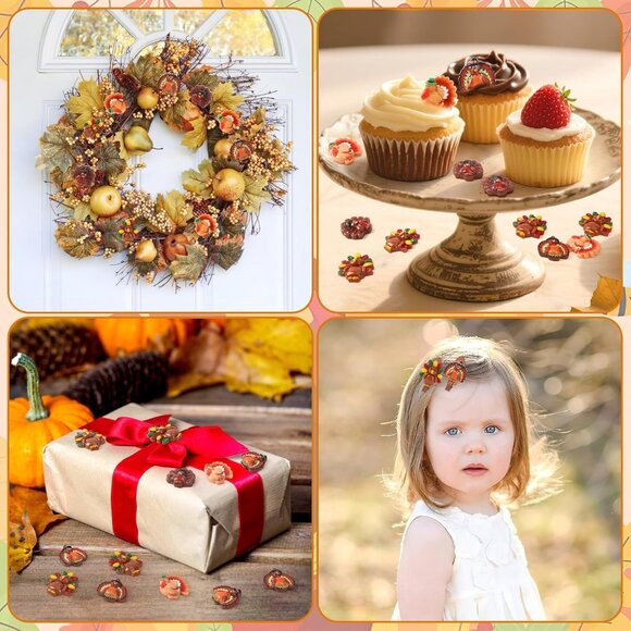 50 Pcs Thanksgiving Turkey Charms, Mini Resin Turkey Flatback Turkey Embellishme - Picture 6 of 7